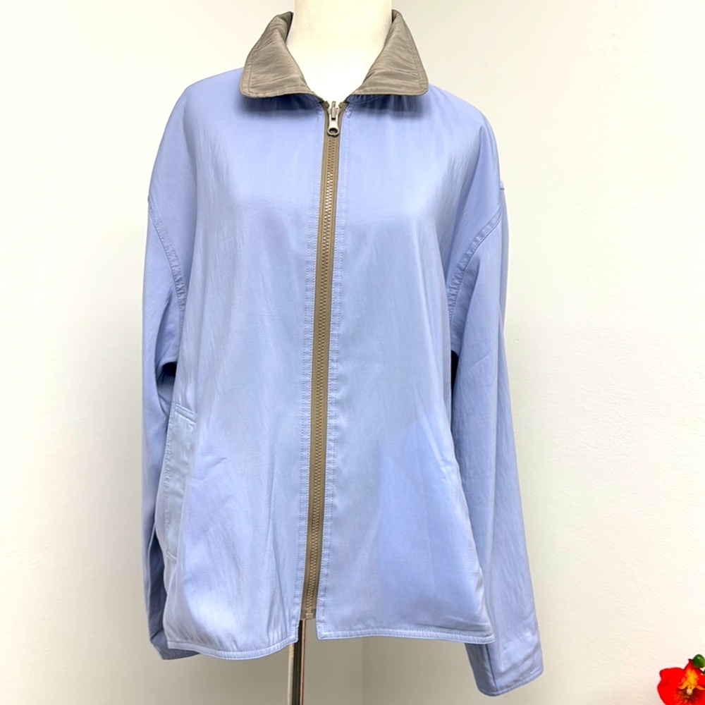 Mycra Pac Blue and Tan Utility Jacket Reversible Sz. M/L